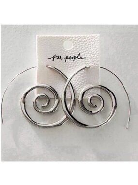 New! Free People Silver Eyes On You Spiral Hoop Earrings (1004) NWOT